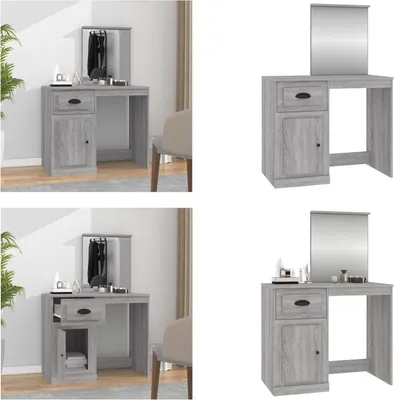 Produktbild von vidaXL Schminktisch mit Spiegel Grau Sonoma 90x50x132,5 cm - Schminktisch - Schminktische - Kosmetiktisch - Kosmetiktische