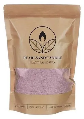 Produktbild von Kerzenwachsperlen - 400 g Kerzensand mit 4 Baumwolldochten - Lavendelduft - 400 g / 4 Dochte