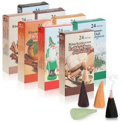 Räucherkegel 192 Stück, 8 Weihnachtsdüfte, 3 x 1,3 cm