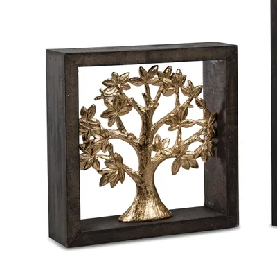 Produktbild von Dekoobjekt GOLDEN TREE 20x20cm mit Rahmen goldenem Baum Formano