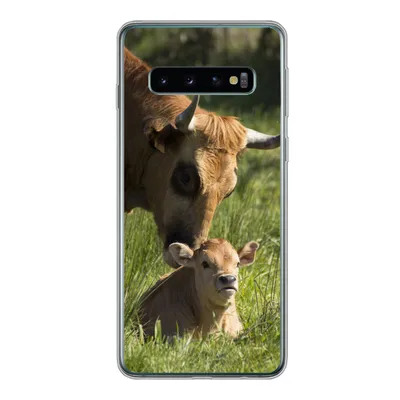 Produktbild von MuchoWow® Handyhülle Schutzhülle Hülle für Samsung Galaxy S10 Kuh - Gras - Horn - Kalb Silikon Softcase Handy Hülle - Handytasche
