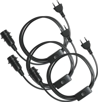 Produktbild von EAZY CASE 3x E14 Lampenfassung mit Kabel 5m, aus Kunststoff, mit Ein- und Ausschalter, Sockeladapter in Schwarz