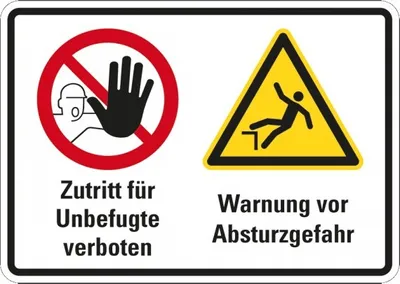 Produktbild von Dreifke® Schild I Hinweisschild Zutritt verboten, Absturzgefahr, Kunststoff, ...