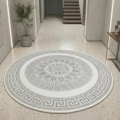 Obrázek produktu pro Orientální designový koberec s ornamentem v šedé antracitové barvě s lesklým efektem Velikost - 160 cm Round