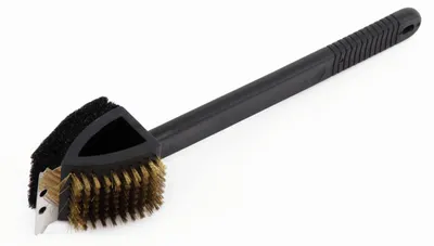 Produktbild von Mr. GARDENER Grillreinigungsbürste, 3 in 1, mit Messingdrahtbürste, Kunststoffschwamm und Edelstahl-Schaber