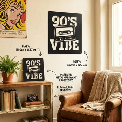 Obrázok produktu pre Čierna kovová kazeta na stenu – retro vintage herňa umenie V61xŠ55 cm, 1 ks.