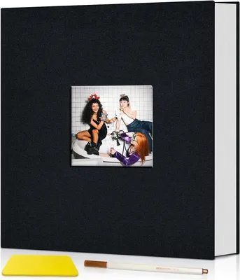 Image de Popotop Album photo autocollant 40 pages Album scrapbook 10x15 photos reliure en toile Noir