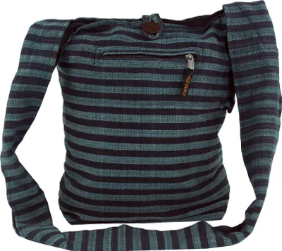 Produktbild von Sadhu Bag Gestreift, Goa Tasche, Schulterbeutel - Grau/schwarz, Uni - Erwachsene, Baumwolle, 35*35*25 cm, Alternative Umhängetasche, Handtasche aus Stoff