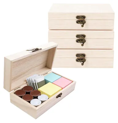 4 kleine Holzboxen mit Deckel, 20 x 10 x 5 cm, zum Basteln