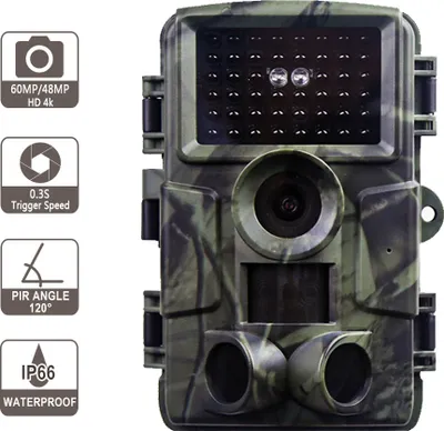 Produktbild von WLAN-Wildkamera, 60 MP, 4K, wasserdichte Tierkamera mit GPS, 32G-Speicherkarte, 120°-Jagdkamera