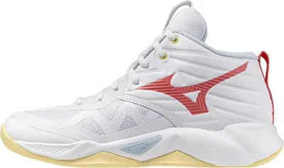 Image de Mizuno Wave Momentum Pro Mid - blanc/calypso coral/pale banana, Größe:4