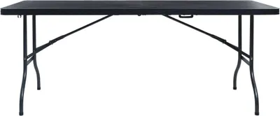 Zdjęcie produktu dla vidaXL Składany stół ogrodowy czarny 180×75×72 cm HDPE o wyglądzie rattanu