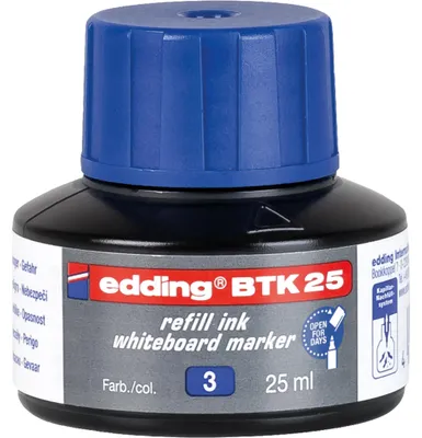 Image de Edding 4-BTK25003 BTK 25 Recharge - pour marqueurs pour tableaux blancs, 25 ml, bleu