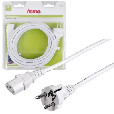 Zdjęcie produktu dla HAMA Kabel zasilający 3-pinowy biały 5m