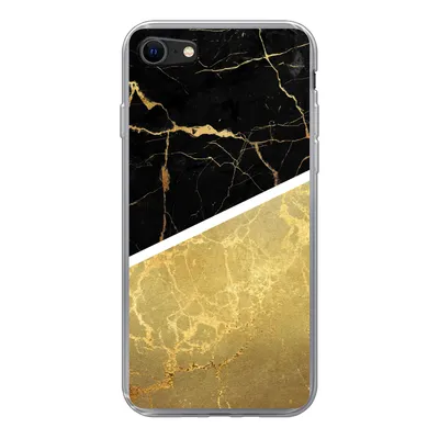 Produktbild von MuchoWow® Handyhülle Schutzhülle Hülle für iPhone 7 Marmor - Schwarz - Gold Silikon Softcase Handy Hülle - Kartenhalter