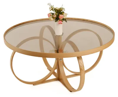 Produktbild von Gargallo - Couchtisch, 100x100x47h cm Braun Eiche, Platte aus Klarglas