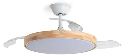 Produktbild von Deckenventilator Lautlos DC mit einziehbaren Flügeln Dari Transparent Fernbedienung Mittel (zwischen 10-20 m²) 105 cm Natürlich