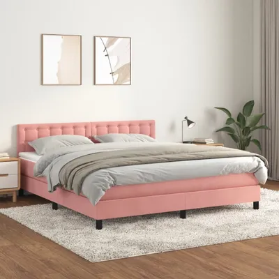 Obrázek produktu pro Postel Boxspring s matrací růžová 160x200 cm Velvet