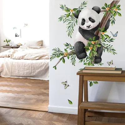 Zdjęcie produktu dla Naklejki z pandą - dekoracja do pokoju dziecięcego
