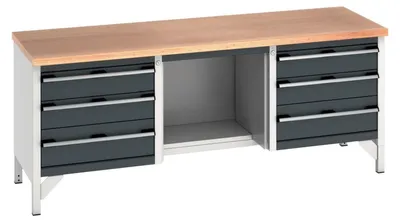Produktbild von Bott Kastenwerkbank cubio Multiplex 2000 x 750 x 840 mm RAL 7035/7016