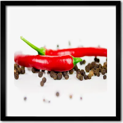 Produktbild von Bild - 50 cm x 50 cm - MDF - Rahmen, Wandkunst - Chilli und Pfeffer