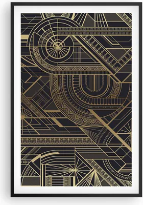 Produktbild von Gerahmtes Poster - Schwarzer Rahmen - Ornament Gold Schwarz - 61x91,5 cm - Wand Bild - Wanddeko - Wandbilder - Kunstposter - Wandposter - Bilderrahmen - Bilder - Kunstdruck - P2BPA61x91-4522