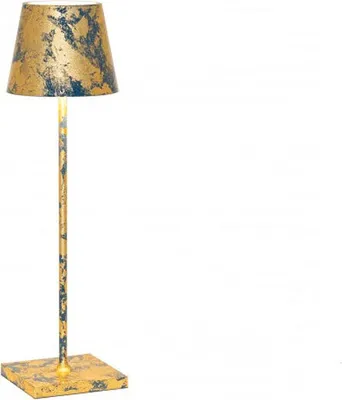 Obrázek produktu pro ZAFFERANO Poldina PRO stolní lampa modrá listová zlatá barva Craquelé