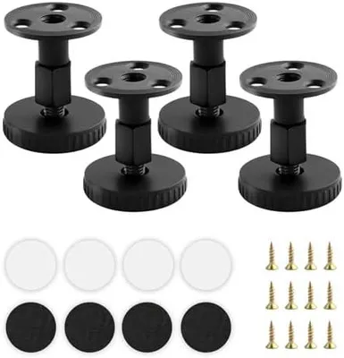 Produktbild von 4 Stück Möbelfüße Verstellbar, 24-62mm Höhenverstellbare Füße für Möbel, Möbelfüße Schwarz aus Kohlenstoffstahl, rutschfeste Schrankfüsse mit 2 Installationsmethoden für Tische Schränke