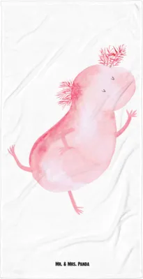 Produktbild von Mr. & Mrs. Panda Strandtuch Axolotl Tanzen - Weiß - Geschenk, Freundin, Lurch, gut Gelaunt, Handtuch, Freudig, Badehandtuch, Axolot, Duschtuch, Frottee-Handtuch