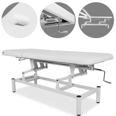 Image de Table de massage fixe HABYS Vigo 2 avec réglage par manivelle | 2 segments | Table de thérapie | Réglage manuel de la hauteur par manivelle | Blanc