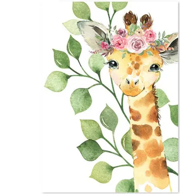 Produktbild von TPFLiving Kunstdruck LW-1024 (OHNE RAHMEN) Poster - Leinwand - Wandbild - Hochauflösender Giclée-Druck, langlebig und hochwertig - Elefant, Giraffe, Zebra, Tiger im Dschungel für Kinderzimmer -  - Größe: 30x40cm