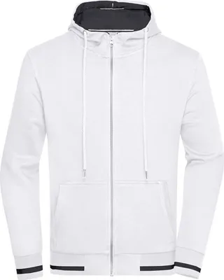 Produktbild von Sweat-Jacke mit Reißverschluss und Kapuze white/navy, Gr. S
