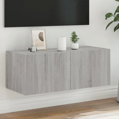 Productafbeelding van Maison Exclusive - TV-meubel met LED-verlichting, grijs Sonoma, 80x35x31 cm