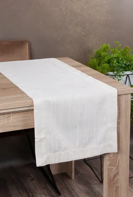 Produktbild von EUROFIRANY | Tischläufer - 40 x 200 cm - weiße Tischdecke - Modern Glatt