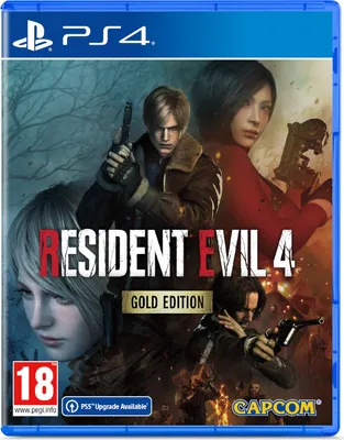 The image shows the cover art for the video game Resident Evil 4 Gold Edition for PlayStation 4.