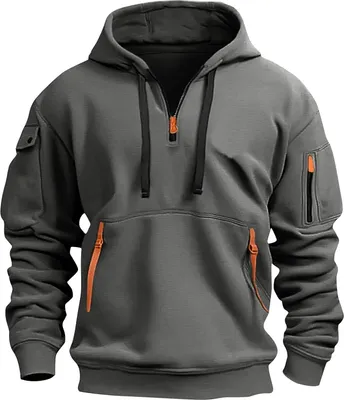 Obrázek produktu pro ASKSA Pánská mikina s kapucí Basic Jogging Sport Hoodie Drawstring With Pockets Slim Fit Zip Gym Pullover,A Dark Grey,3XL