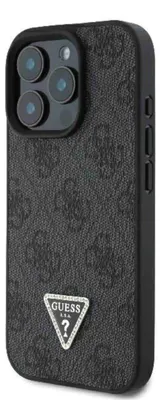 Produktbild von Guess, Hülle für iPhone 16 Pro Max Serie 4G Strass Dreieck mit Umhängegurt, Schwarz
