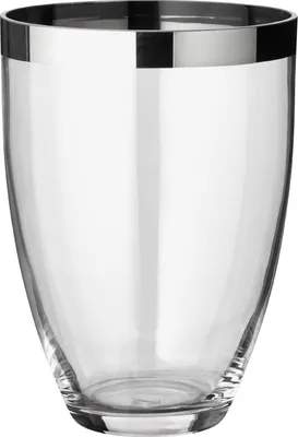 Produktbild von Vase Charlotte, mundgeblasenes Kristallglas mit Platinrand, Höhe 24 cm, Durchmesser 19 cm