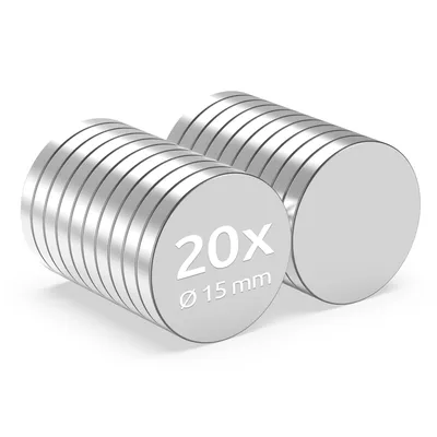 Produktbild von ECENCE Neodym Magnete 20 Stk. - Runde Supermagnete - Extrem Stark - Hochwertige NiCuNi-Beschichtung