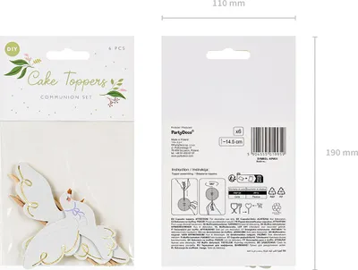 Produktbild von Cake Topper Tauben 14,5cm weiß gold 6er Set