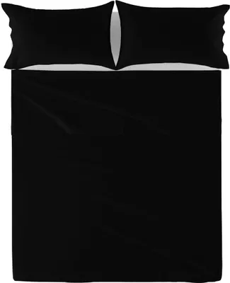 Image de Drap supérieur HappyFriday Basic Noir 260 x 270 cm