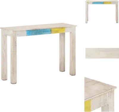 Image de vidaXL Table console blanc 115x35x77 cm Bois de manguier rugueux - Tables d'appoint