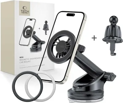 Zdjęcie produktu dla Tech-Protect N56 Magnetic Magsafe Dashboard & Vent Car Mount Black