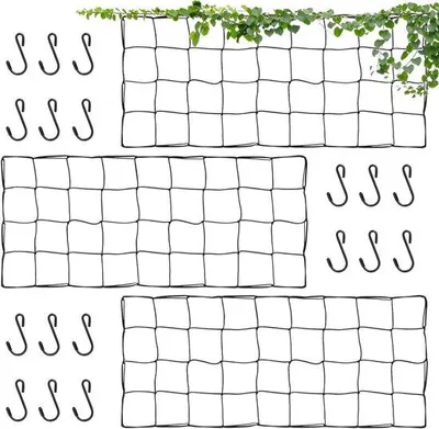 Image de Filet à treillis 60 cm x 120 cm - Filet élastique avec 18 crochets pour plantes grimpantes