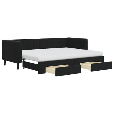 Zdjęcie produktu dla VidaXL 3196760, sofa rozkładana, Czarny, Pianka, Metal, Poliester, Drewno, 2230 mm, 900 mm