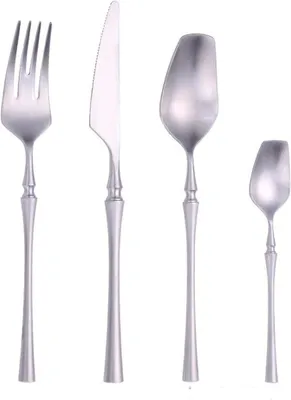 Imagen del producto de Conjuntos de cubiertos: 1 juego. Vajilla de estilo occidental. Cubiertos de acero inoxidable para carne. Juego completo de cuatro piezas. Cubiertos para una persona