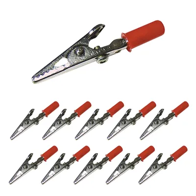 Produktbild von 10x Krokodilklemmen Rot 55mm isoliert 4mm-Bananenstecker-Buchse Prüfklemmen