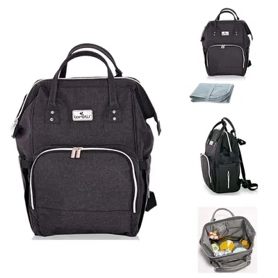 Produktbild von Lorelli Kinderwagentasche Tina Rucksack Wickelunterlage Innenfach Reiverschluss schwarz