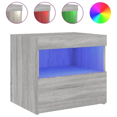 Immagine prodotto di Comodino con Luci LED Grigio Sonoma 50x40x45 cm
