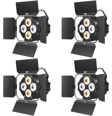 Produktbild von COB LED Bühnenstrahler - Par Scheinwerfer - 120W DMX512 8-Kanal - Kalt-/Warmweiß - Mit Barndoors - 4er Set EU Stecker